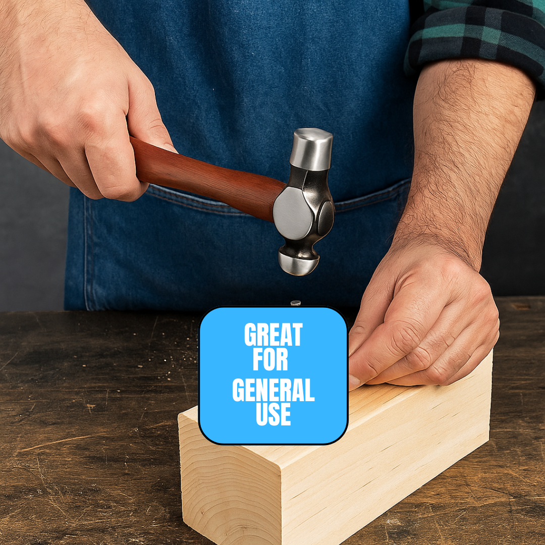 Ball Pein Hammer – Drop Forged Steel Head, 10" Long, 4 oz | Flat & Domed Faces | Solid Wood Handle | Perfect for Metal Shaping, Bending & Crafting