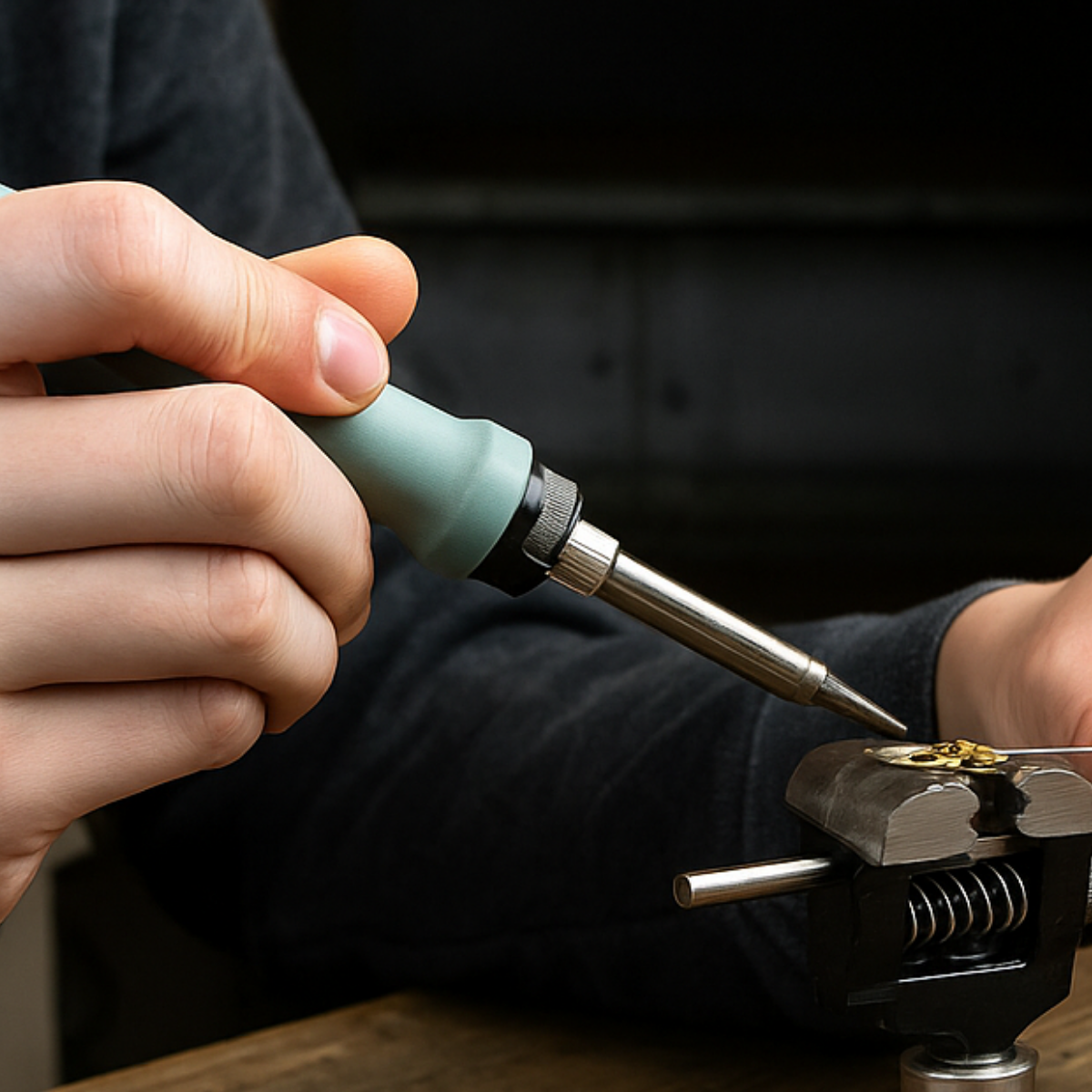 Portable Hand Vise – 6" with Wooden Handle & Serrated Jaws