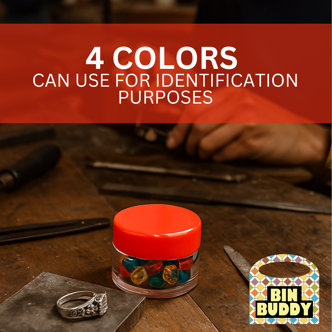 12 Clear Plastic Jars with Colored Lids - Size - 25 Mil - TJ8625-COL