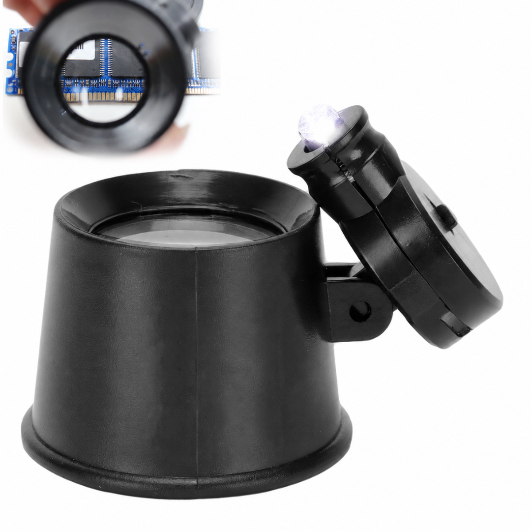 MAXIMIZE Black Jeweler's Loupe with LED Light | 10X Magnification Power | Adjustable Lighting | Ideal for Watchmakers