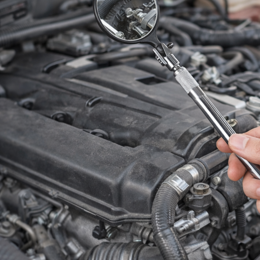 Extendable Inspection Mirror with Magnet – 1-3/8" Mirror & 25" Telescoping Pickup Tool with Pocket Clip