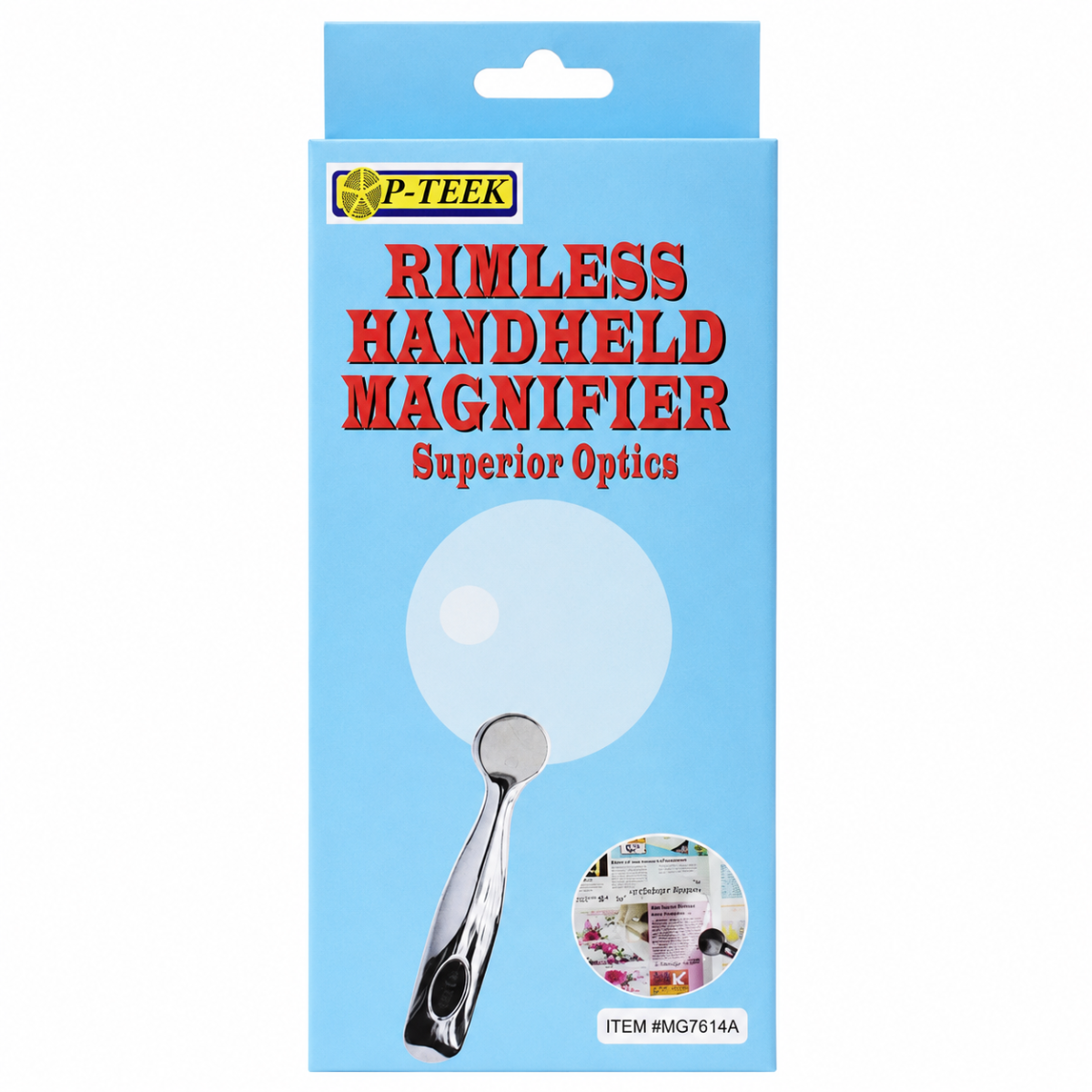 3" Rimless 2X/4X Handheld Magnifying Glass with Stainless Steel Handle & Black Zipper Storage Bag, Elegant Reading Magnifier
