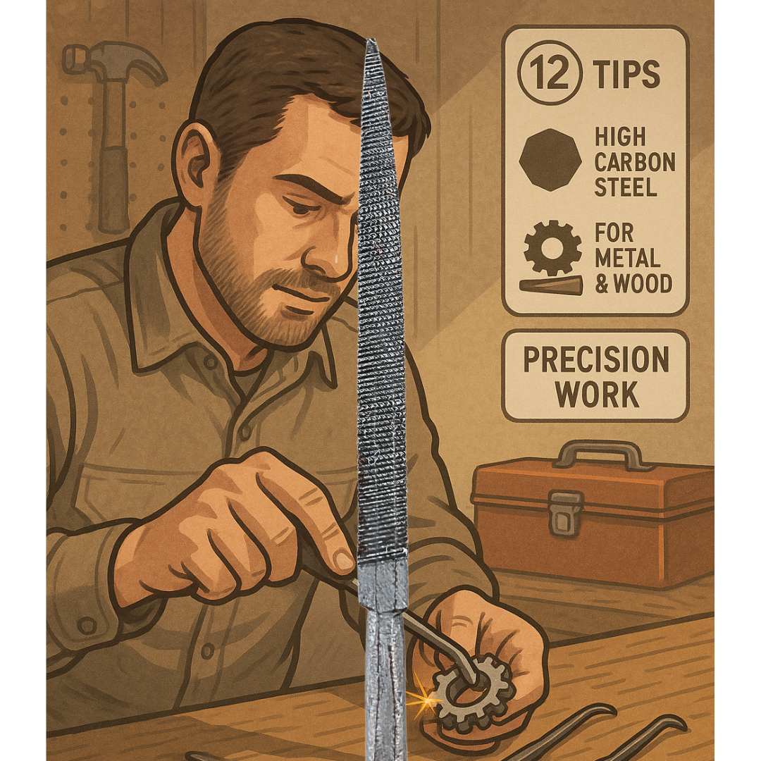 6-Piece Needle Files Set | 7" (180mm) Handmade | High Carbon Steel Needle Files | Double-Ended Providing 12 Unique Tips