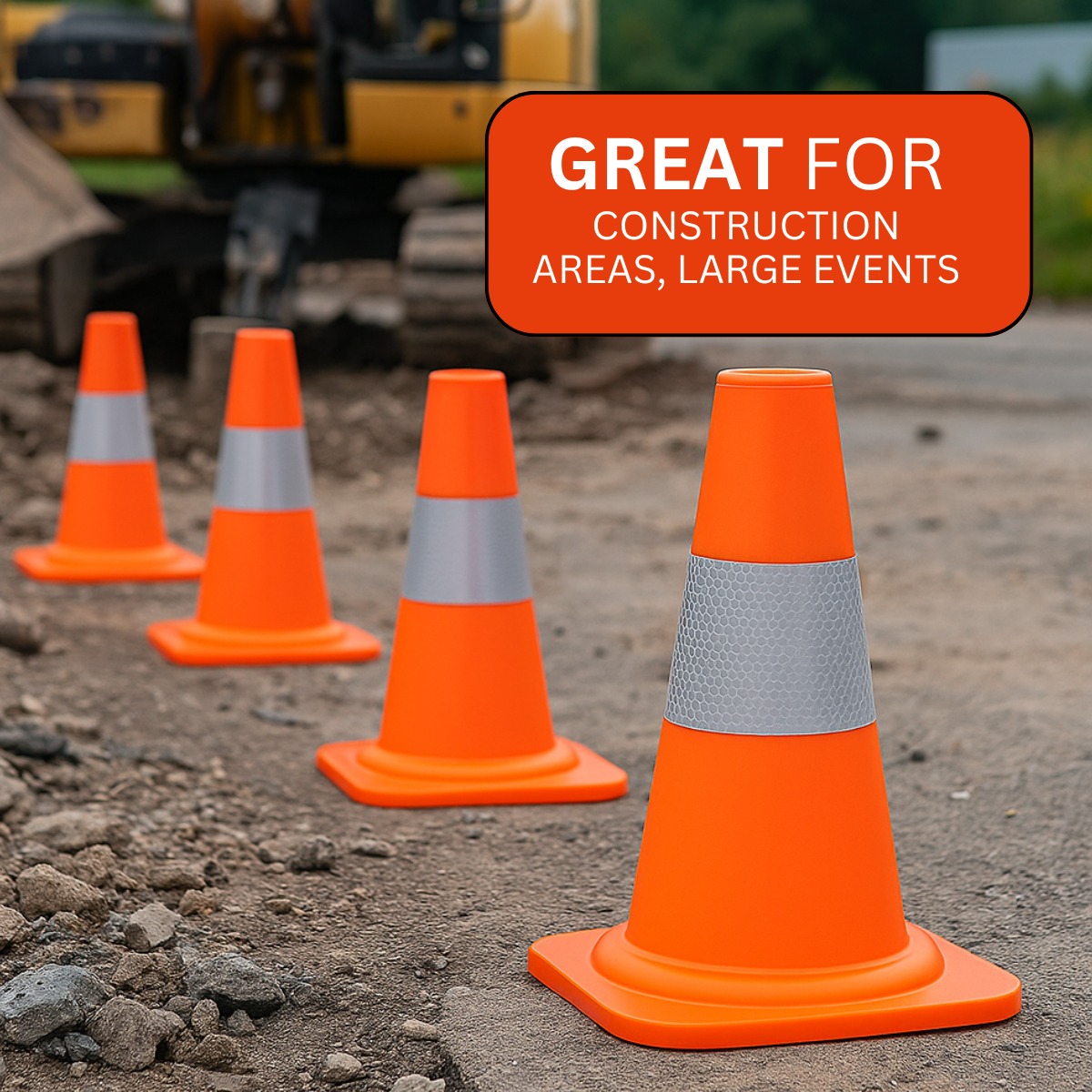 12" (30.5 cm) PVC Safety Cone | Weighted & Balanced Base | Reflective Visibility Strip | Multi-Functional for Hazard Marking, Parking & Sports