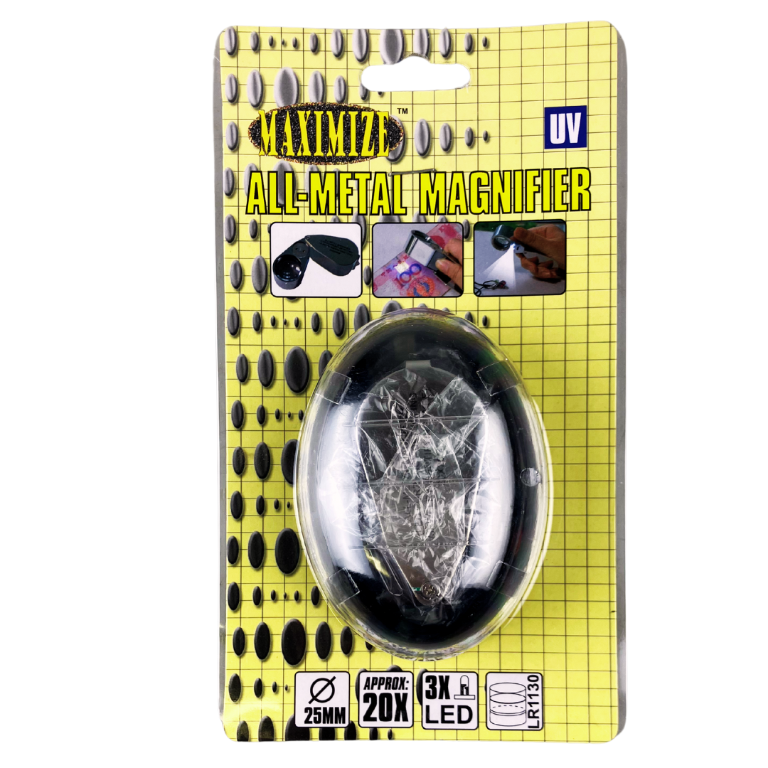 Jeweler's Loupe with LED and UV Light - 20X Power - TJ-72120