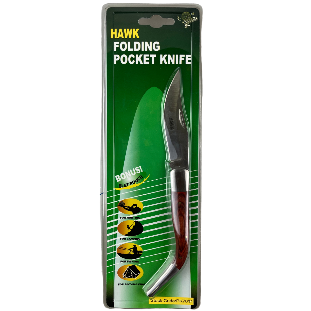 8 Inch Rosewood Curved Folding Pocket Knife - PK-07011