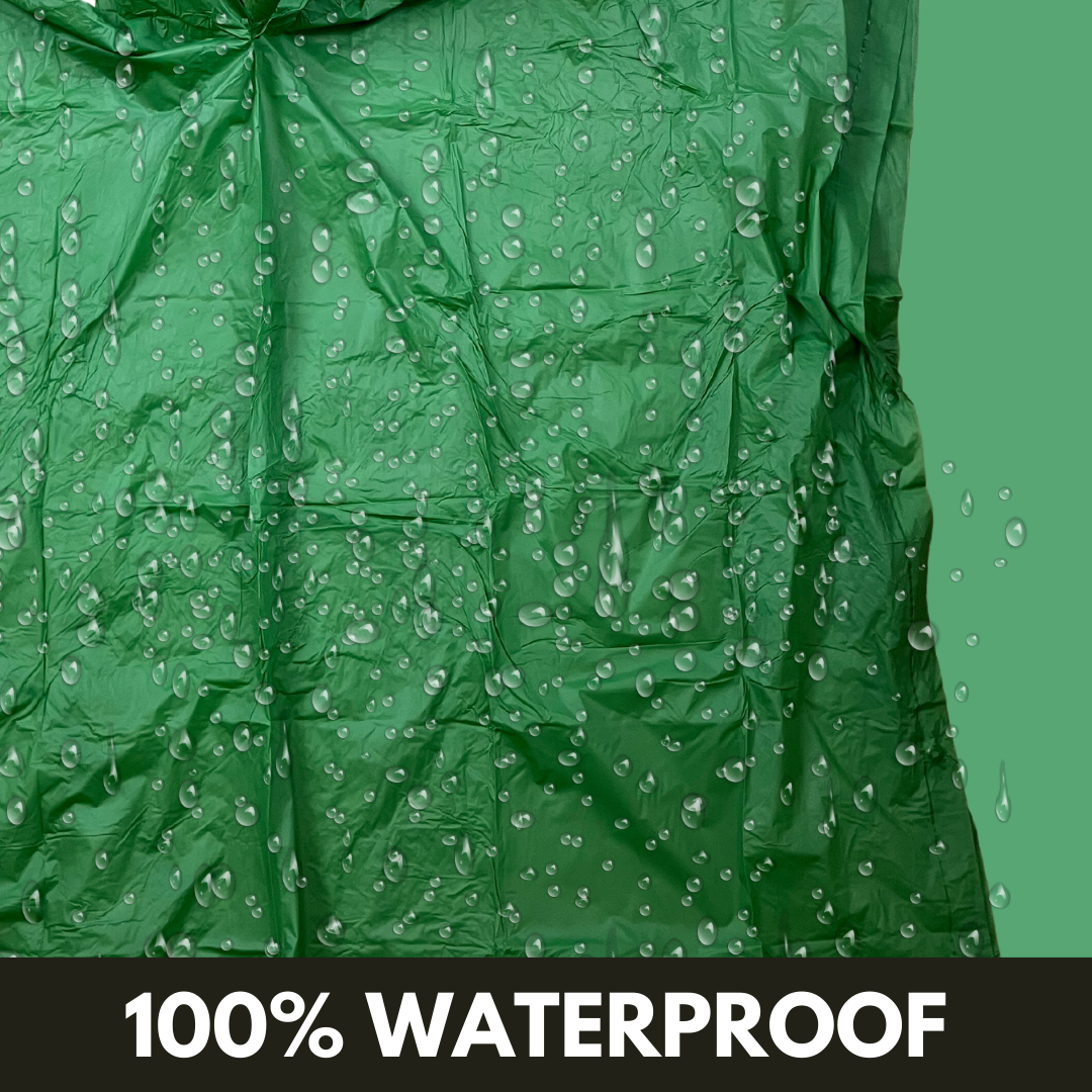 10 Mil Green Vinyl Rain Poncho with Hood - Adult Size  - RAIN-59050