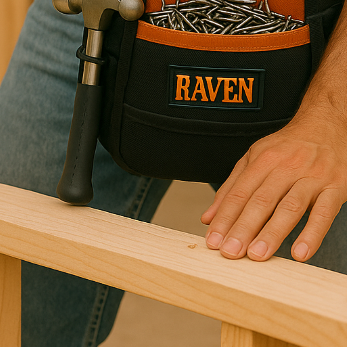 Heavy Duty Tool Pouch – 1680D Nylon Fastener Pouch with Swivel Hammer Holder, Speed Square Pocket & Belt Tunnel – Carpenter & Construction Tool Organizer