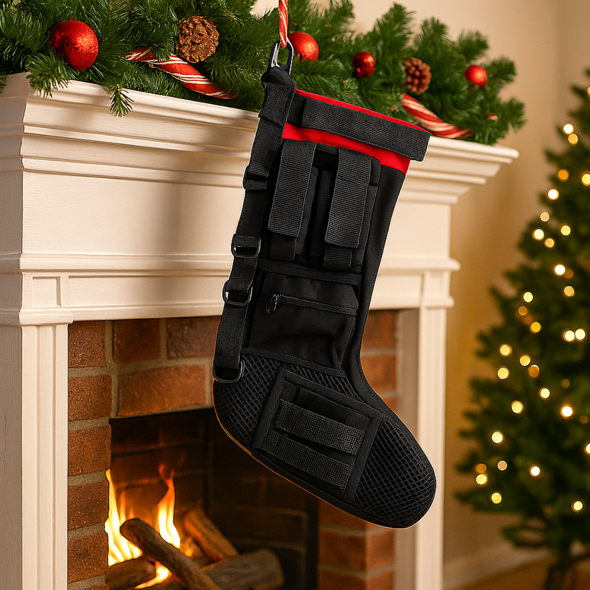 Tactical Christmas Stocking with Molle Straps, Utility Pockets & Heavy-Duty Zippers – Military Style Holiday Stocking for Tools, Gadgets & Gear