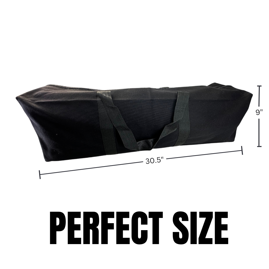 ADROIT Black Canvas Duffle Bag | 32" x 8" x 8" (81.3 cm x 20.3 cm x 20.3 cm) | Heavy-Duty Construction | Secure Locking Zipper | Ideal for Travel & Storage