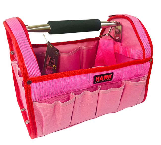 Pink Tool Carry-All with Multiple Pockets and Metal Handle  - AB73-13W-PNK