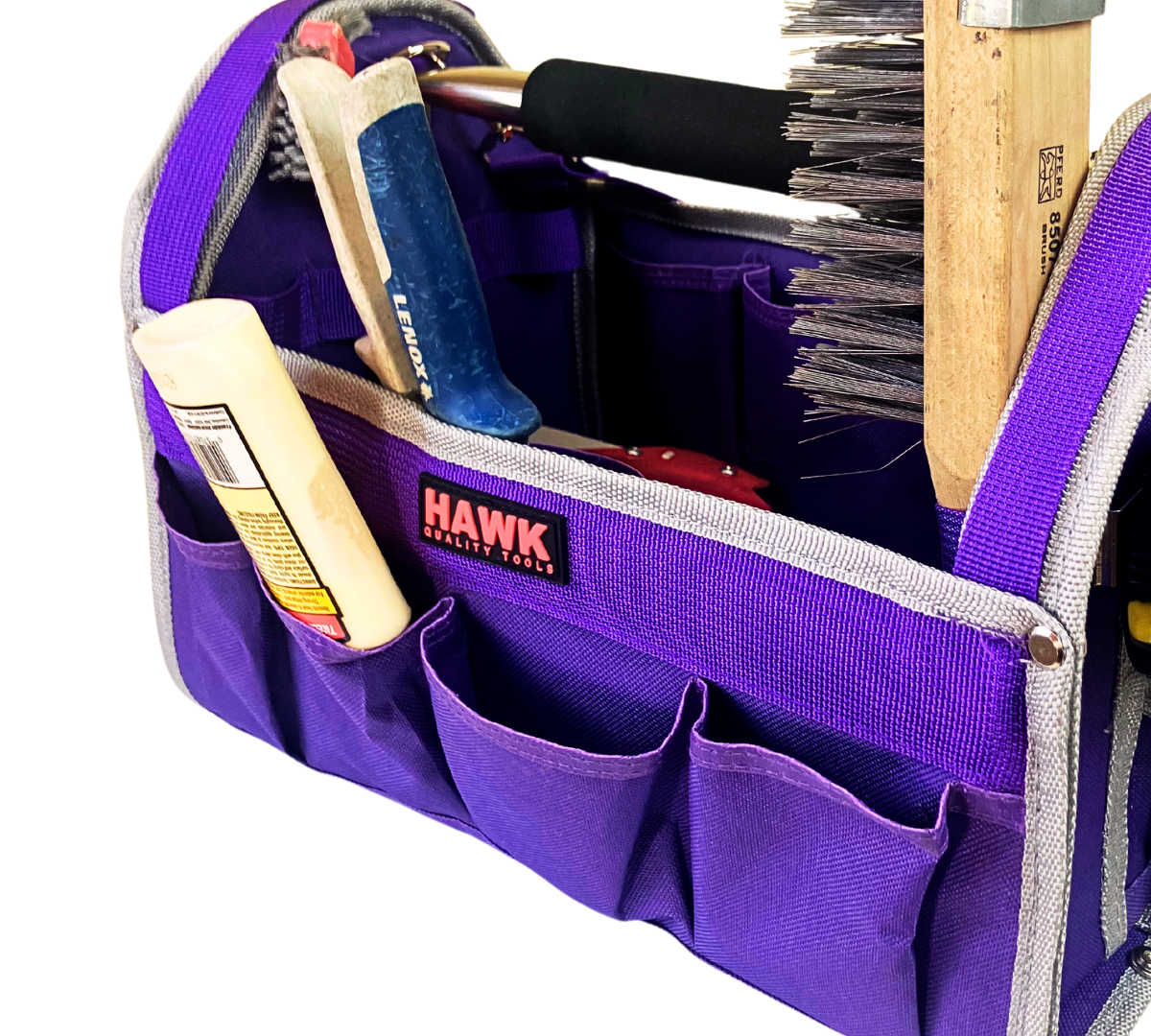 12.5" Purple Tool Carry-All | Premium Canvas with Multi-Pockets | Metal Handle & Rubber Feet | 12.5" x 9.5" x 8" | Best for Tools, Crafts & Supplies