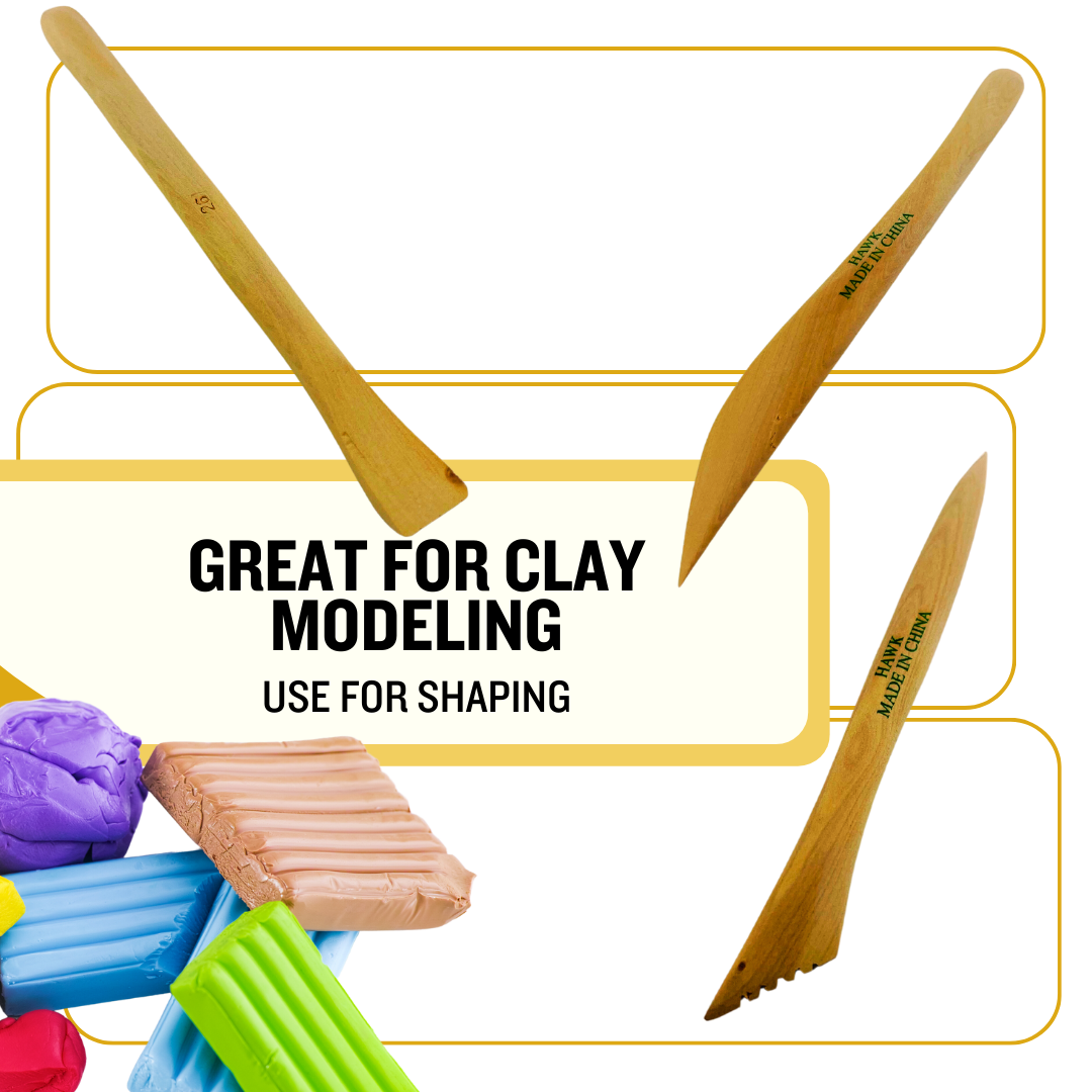 3 Piece Wooden Clay Modeling Tool Set for Sculpting and Modeling - CR-28812