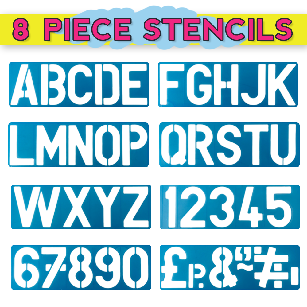 8 Piece 4 Inch Stencils for Numbers, Letters & Symbols  - CR-71027