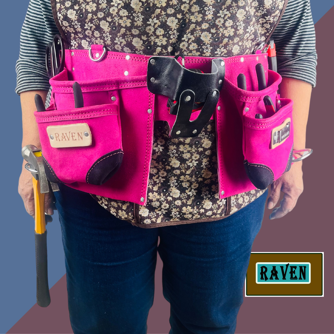 Pink Utility Tool Pouch Belt with 12 Pockets  - AS2103A-PNK