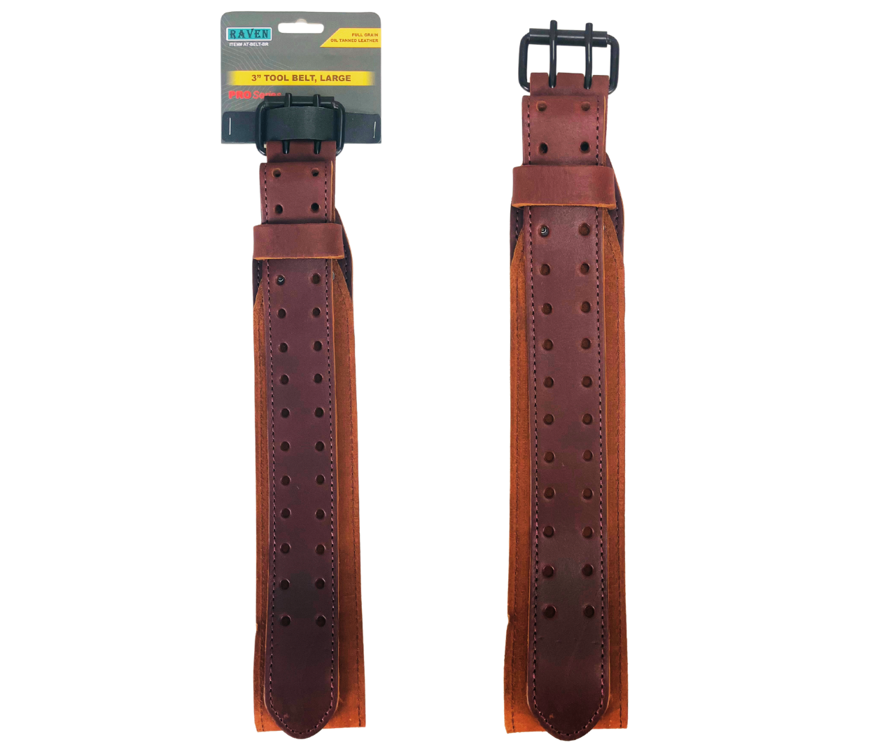 3" Brown Work Tool Belt in Oil Tanned Full Grain Leather | Heavy Duty - Durable and Rugged | PRO Series