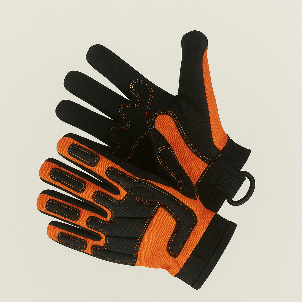 1 Dz. Mechanic Gloves - Black Synthetic Leather And Fluorescent Orange, XL