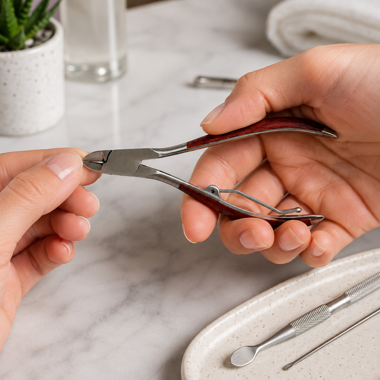 5 Inch Stainless Steel Nail Nipper with Inlaid Rosewood Handles – B-89081