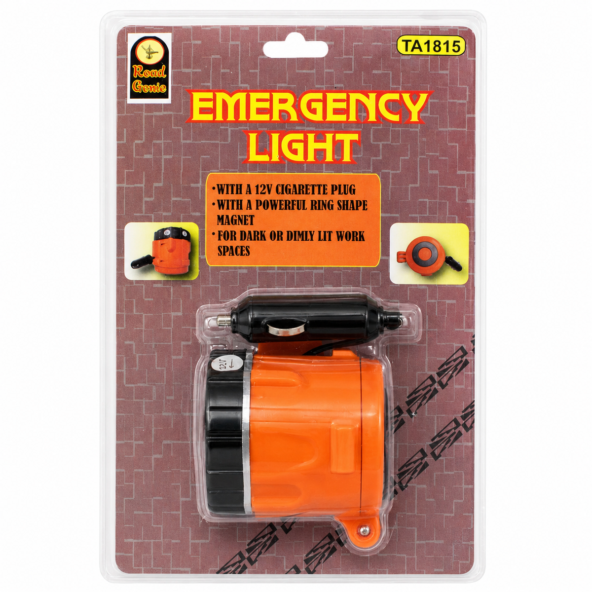 12V Magnetic Auto Emergency Work Light with 9+ Foot Retractable Cord, Adjustable Hinged Base and 2.5-Inch Reflector