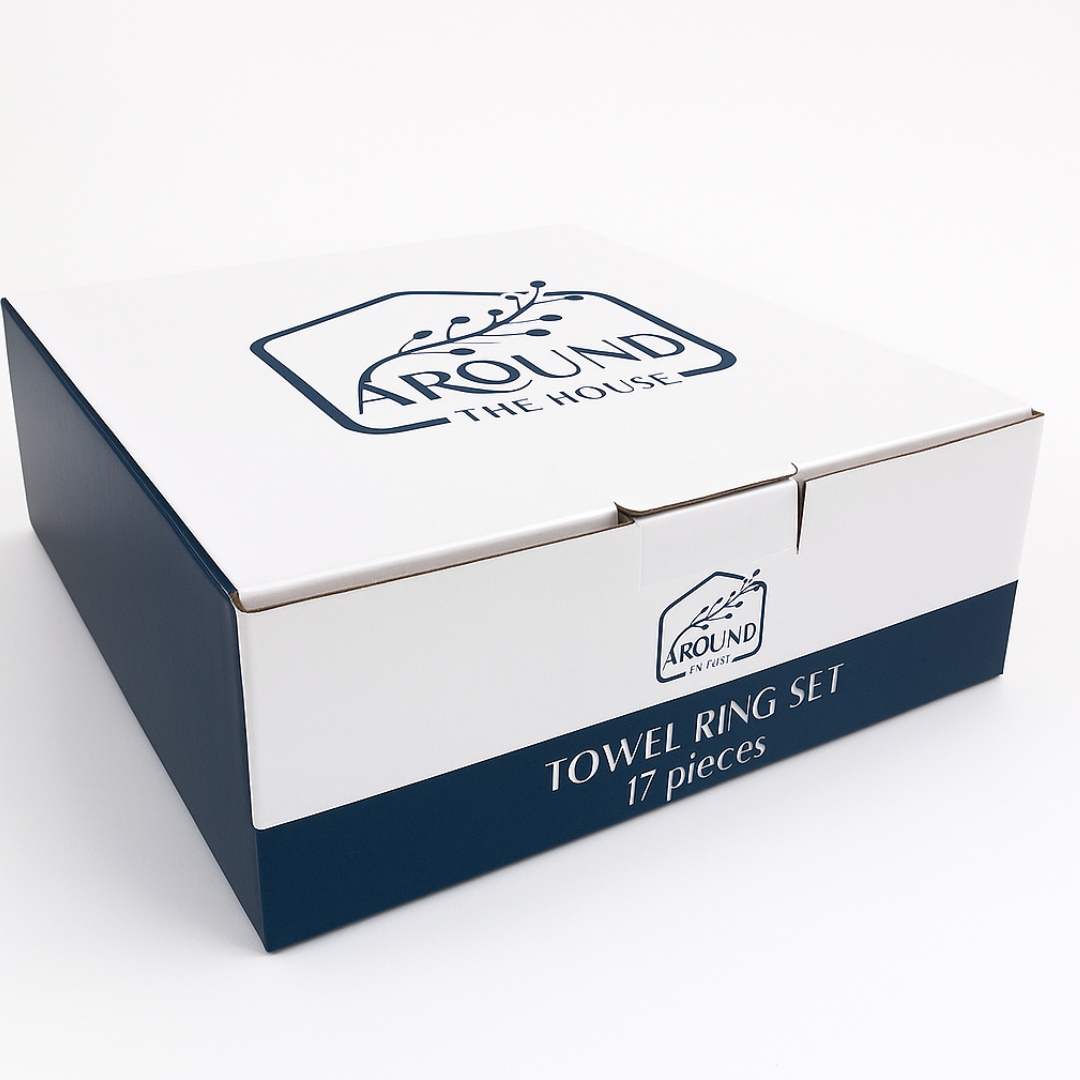 Around the House 17-Piece Bathroom Accessory Set – Matte Black Towel Ring, Toilet Paper Holder, and Soap Holder – Heavy-Duty Stainless Steel Bath Hardware Kit with Mounting Screws