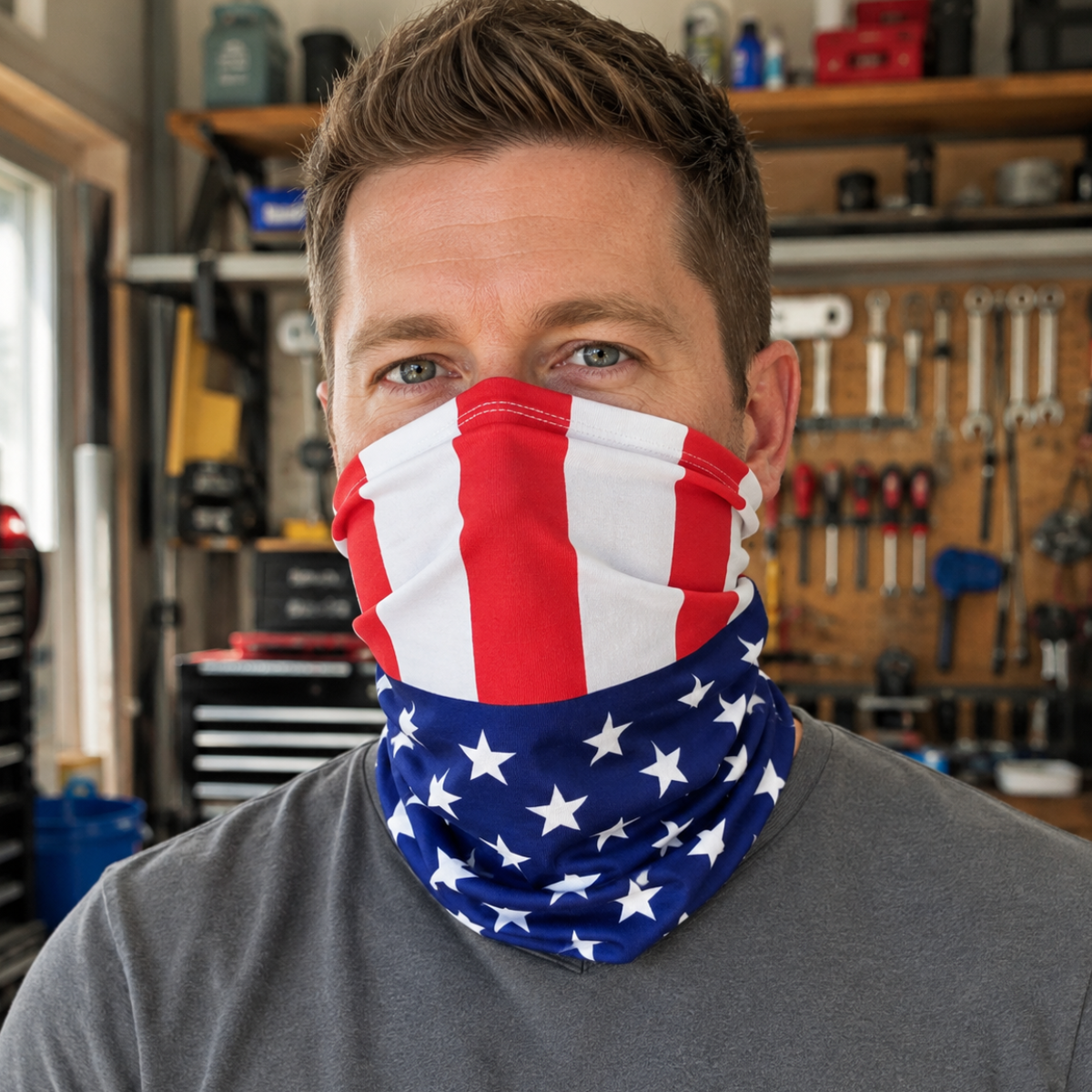 American Flag Neck Gaiter Face Covering – Red, White & Blue USA Patriotic Tube Scarf