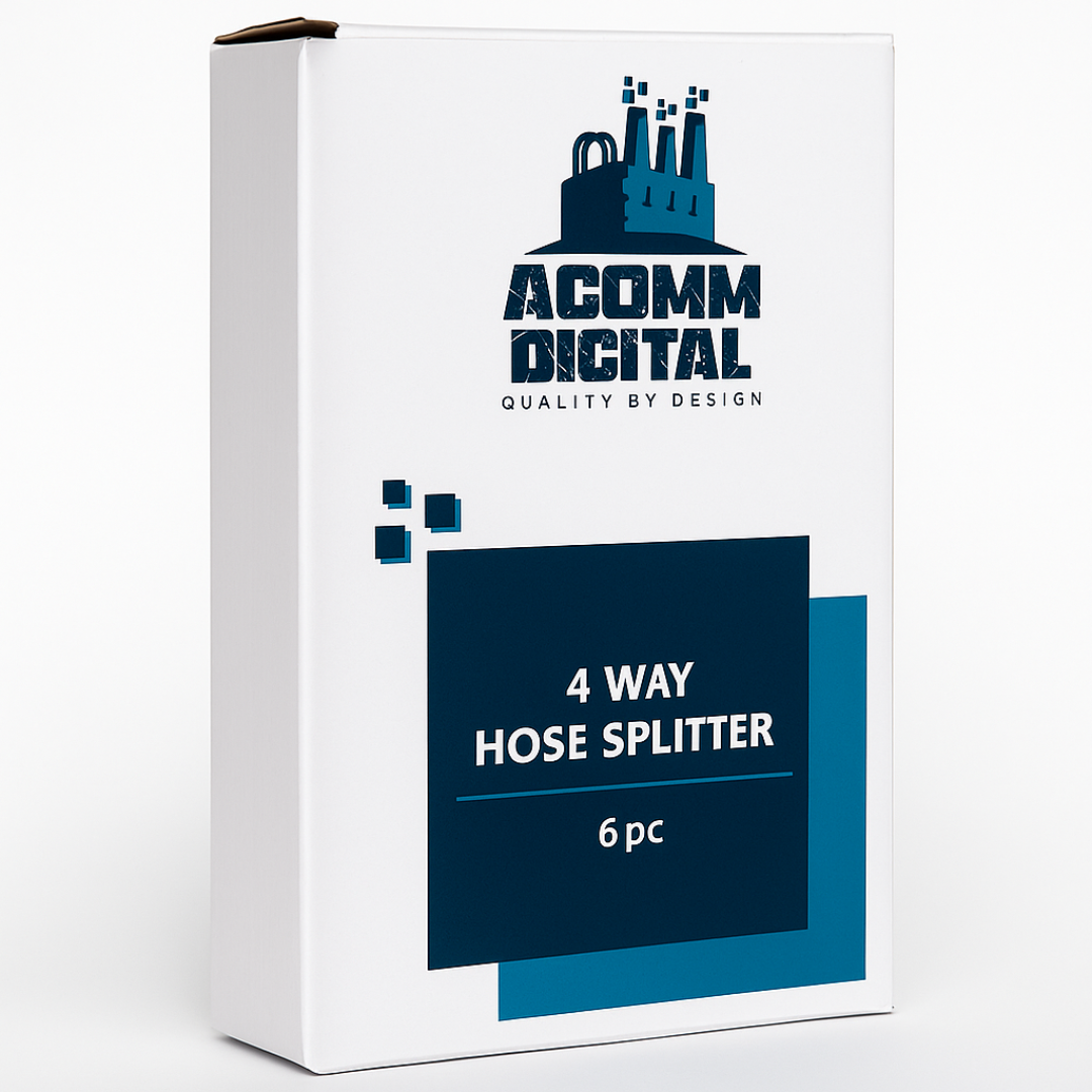 Acomm Digital 4-Way Garden Hose Splitter – Heavy-Duty Metal Water Distributor with Individual Shut-Off Valves – Leak-Proof 3/4" Connector, Easy Grip Handles & Extra Washers – Outdoor Faucet Manifold for Lawn & Garden