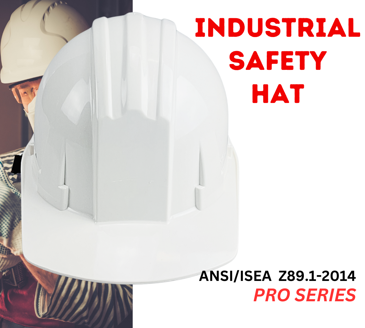 OSHA APPROVED ADULT SIZED WHITE HARD HAT WITH ADUSTABLE STRAP  - SF-97705