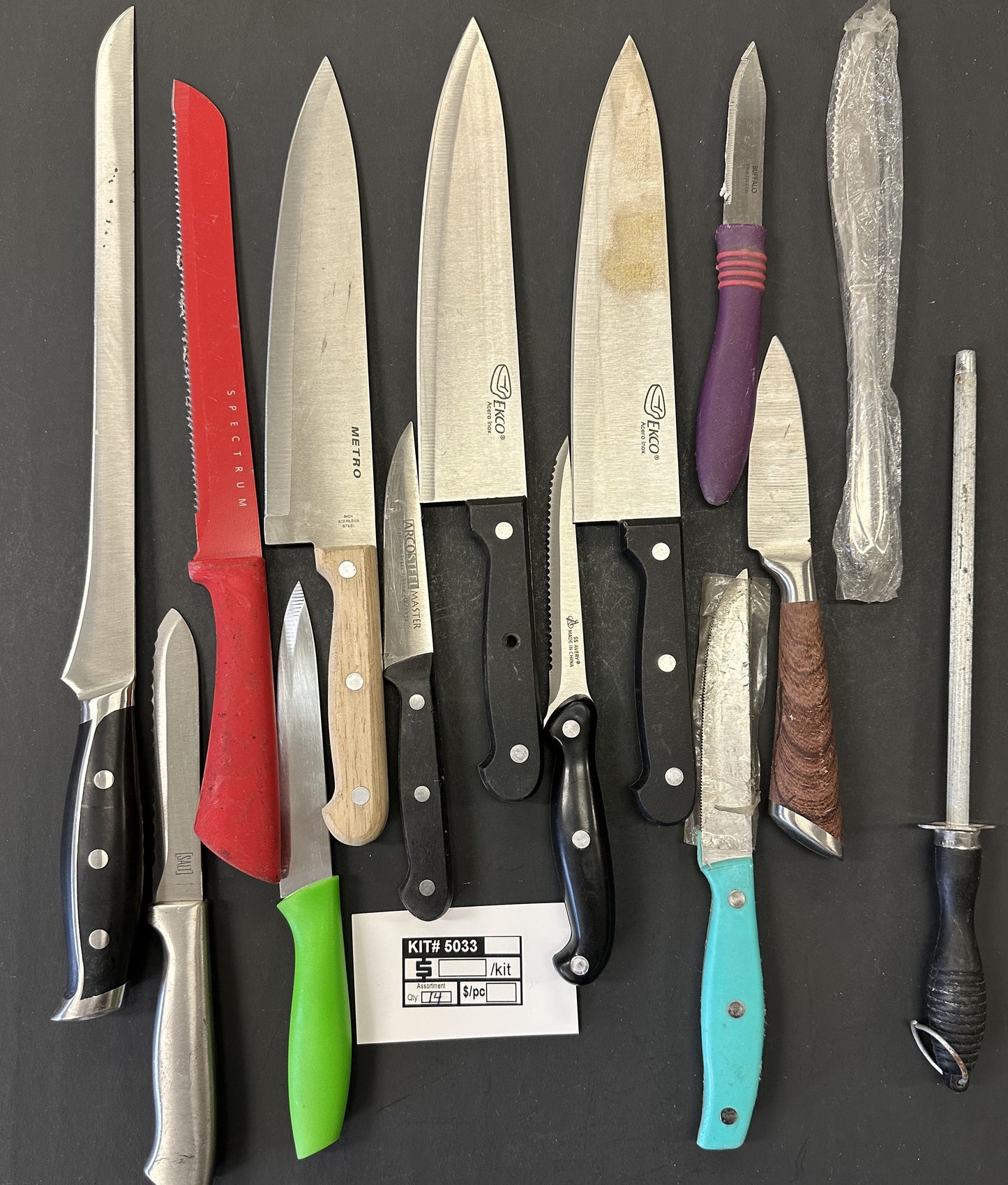 Bulk Closeout Lot 14-Piece Kitchen Knife Assortment – Chef Knives, Slicer, Paring Knives & Sharpening Steel – FREE SHIPPING – FINAL SALE