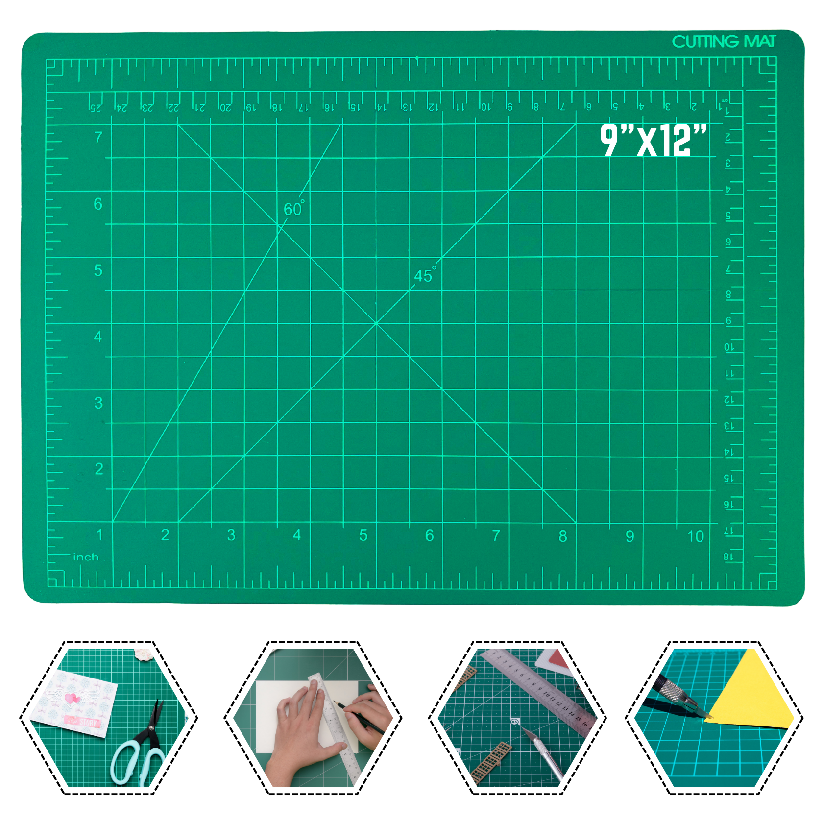 9x12 Inch Green Cutting Mat with Pre-Marked Grid Lines - CR-91912 – ToolUSA