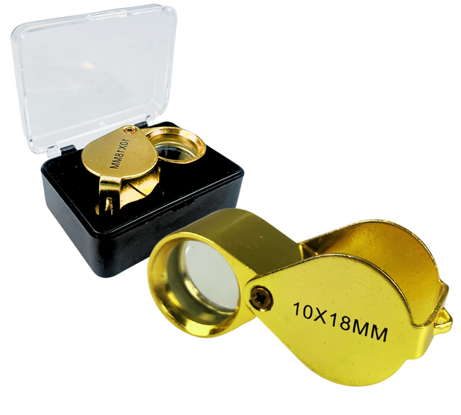 3/4" (19mm) Lens Gold Loupe | 10X Magnification Power | Gold Mirror Finish | Gift Box Included