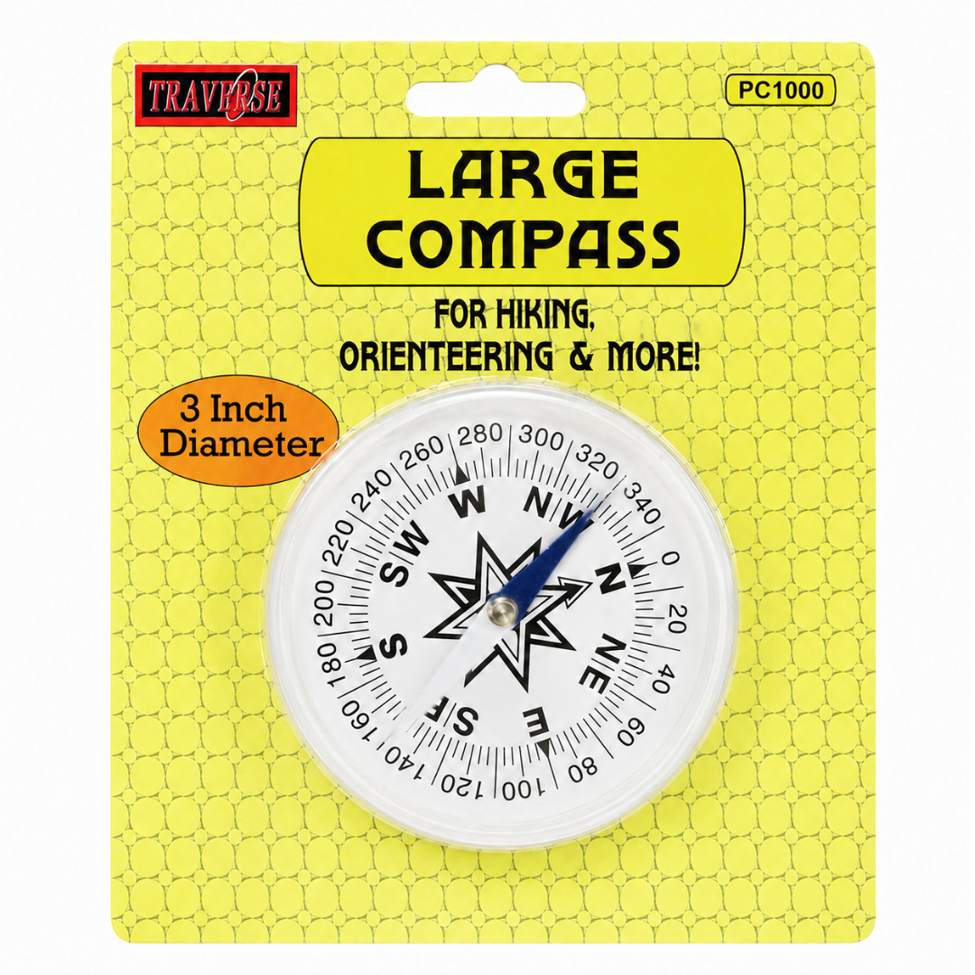 3-Inch Pocket Compass – Easy-to-Read Directional Compass with Aluminum Case, Large White Dial and Dual-Color Magnetic Needle for Hiking, Camping, Orienteering and Travel