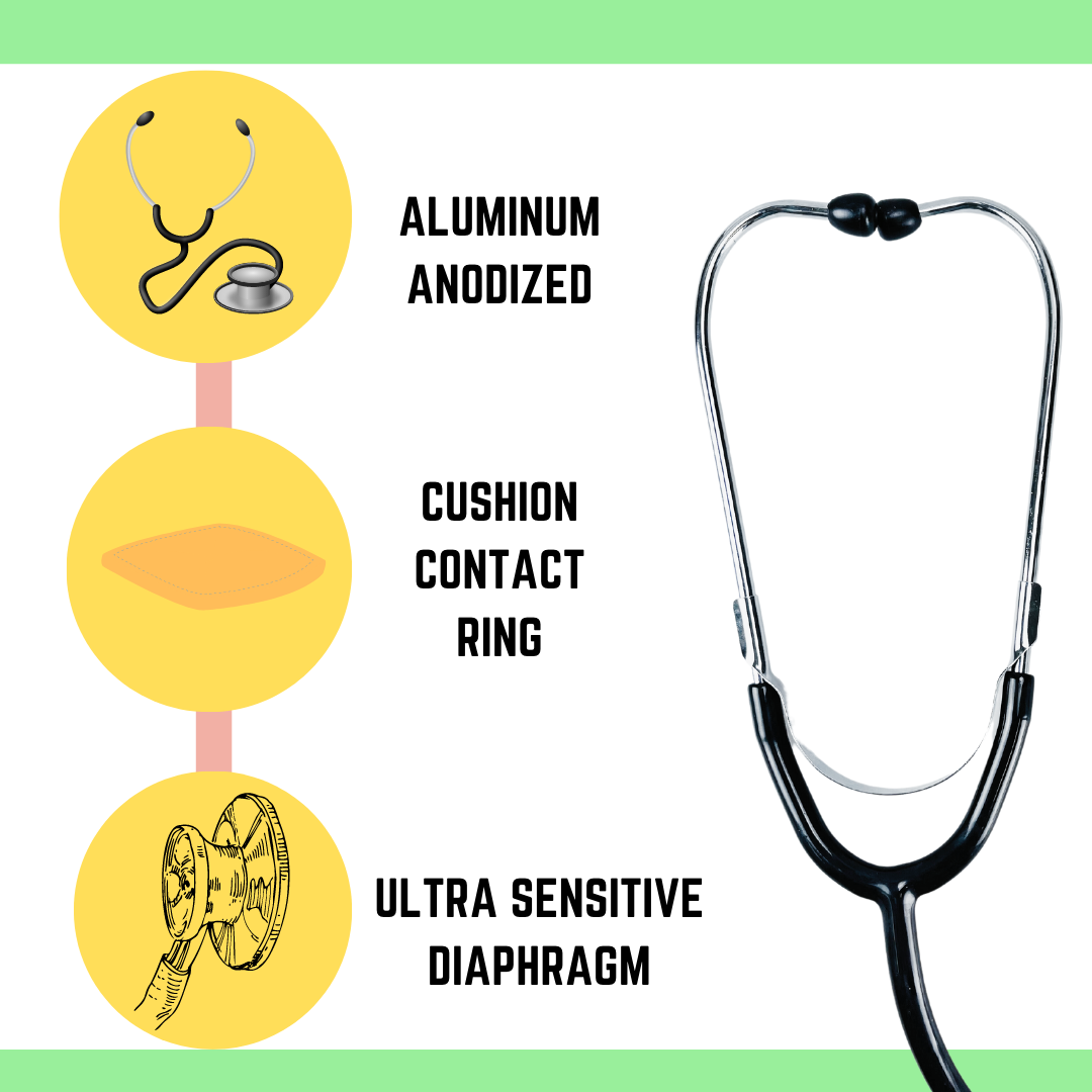 Professional Quality Single Head Stethoscope - PVC Zippered Storage Pouch (Pack of: 2) - H-30002-Z02