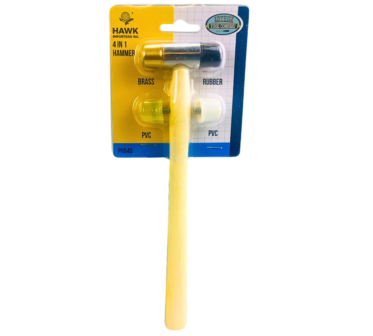 10 Inch 4 Heads in 1 Hammer - Brass, Nylon, Rubber, & PVC - PH-90641