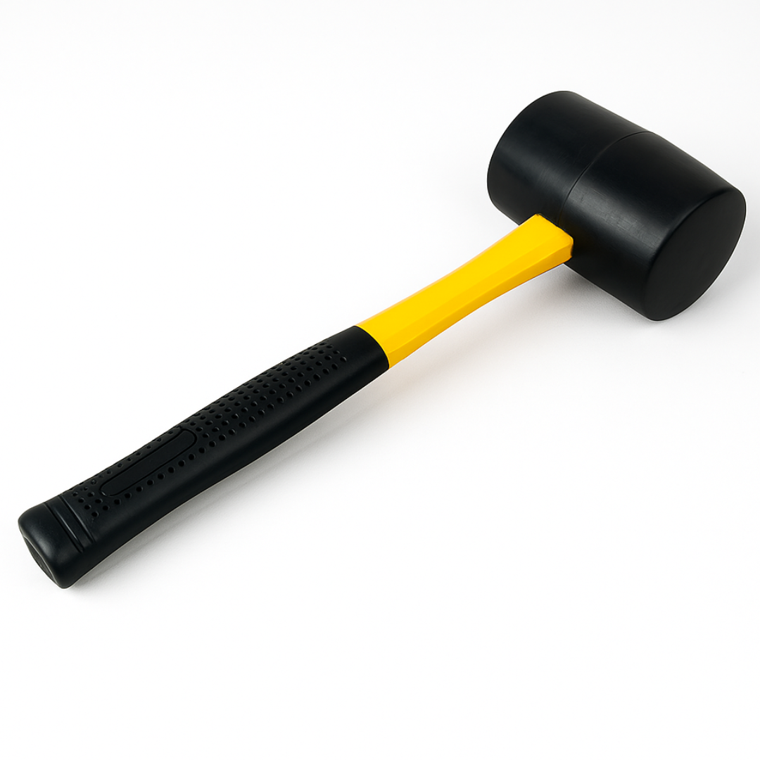 32 oz Rubber Mallet Hammer – 13" Fiberglass Handle with Non-Slip Grip – Heavy Duty Black Head for Carpentry, Flooring, Camping, and Construction Projects