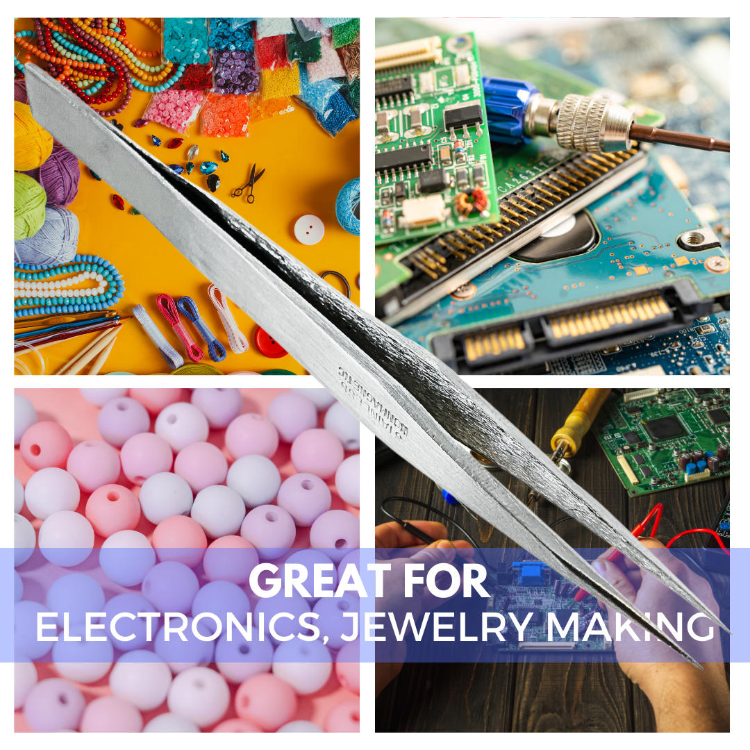 Non-Magnetic Stainless Tweezers with Fine Tips - 4.75 Inches Long (Pack of: 2) - S1-08029-Z02