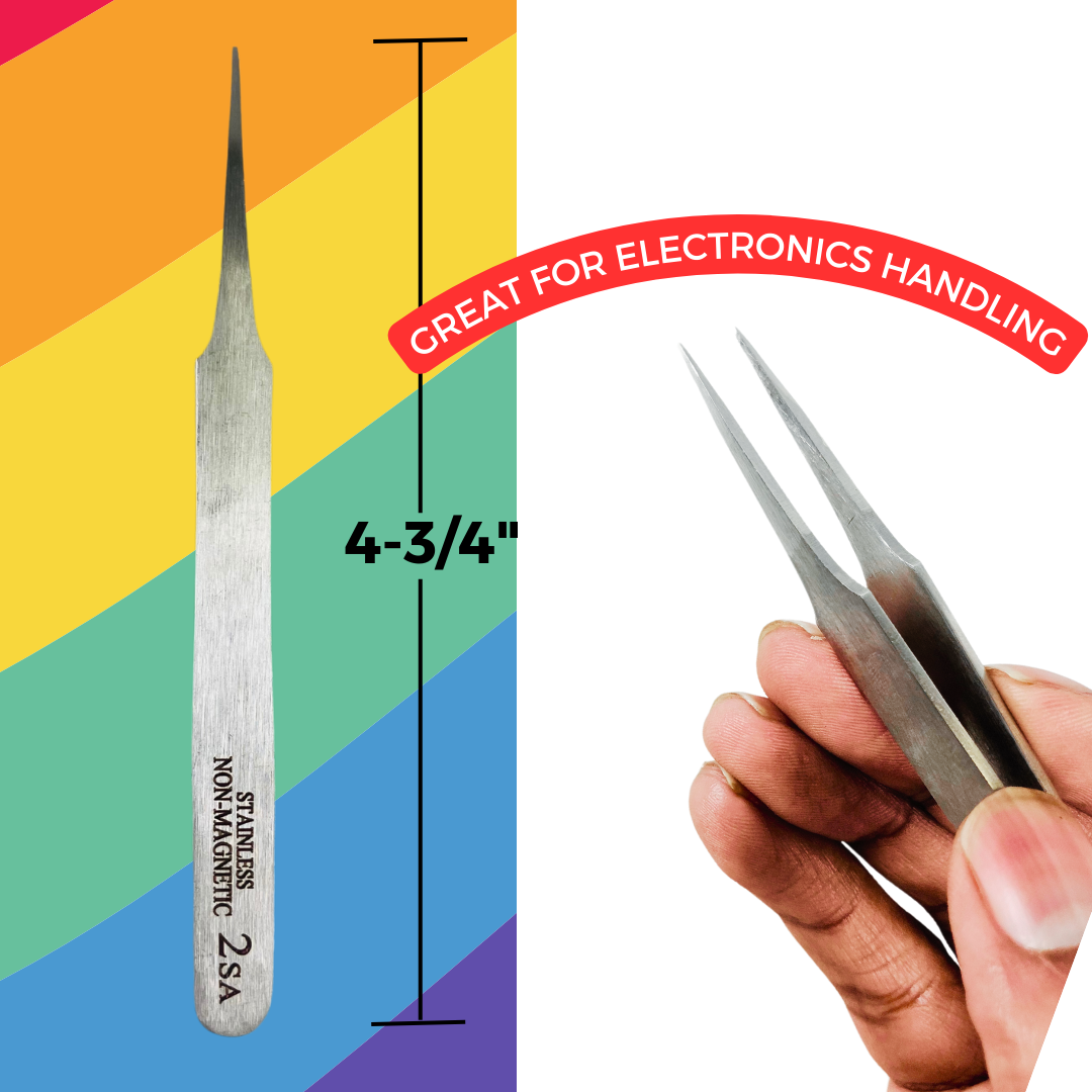 4 7/8 Inch Non Magnetic Tweezers With Sharp Points - S1-08030