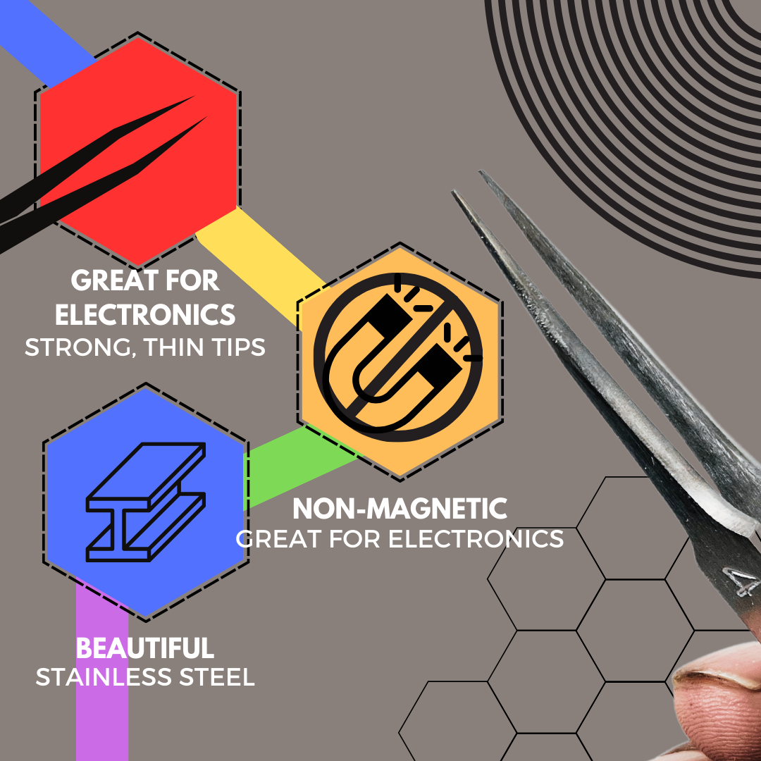 4.25" Non-magnetic Tweezers, Fine Tips (Pack of: 2) - S1-08033-Z02