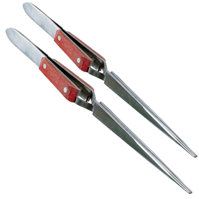 6.5" Cross Locking Fibergrip Tweezers - Straight Tip (Pack of: 2) - TJ-08543-Z02