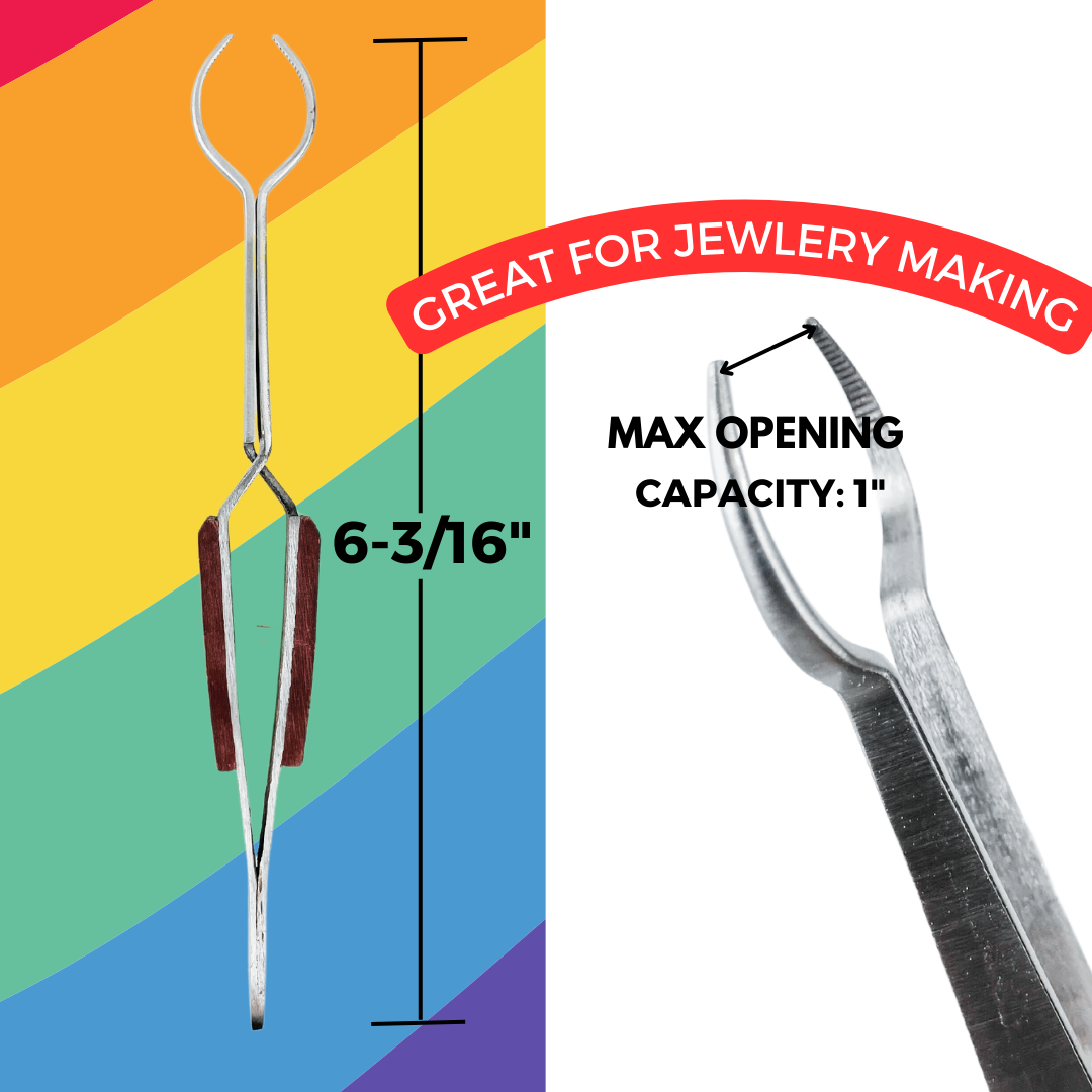 6.25-Inch Cross Lock Tweezers - Fiber Grip & Oval For Ring Or Bead Holding - S-48545
