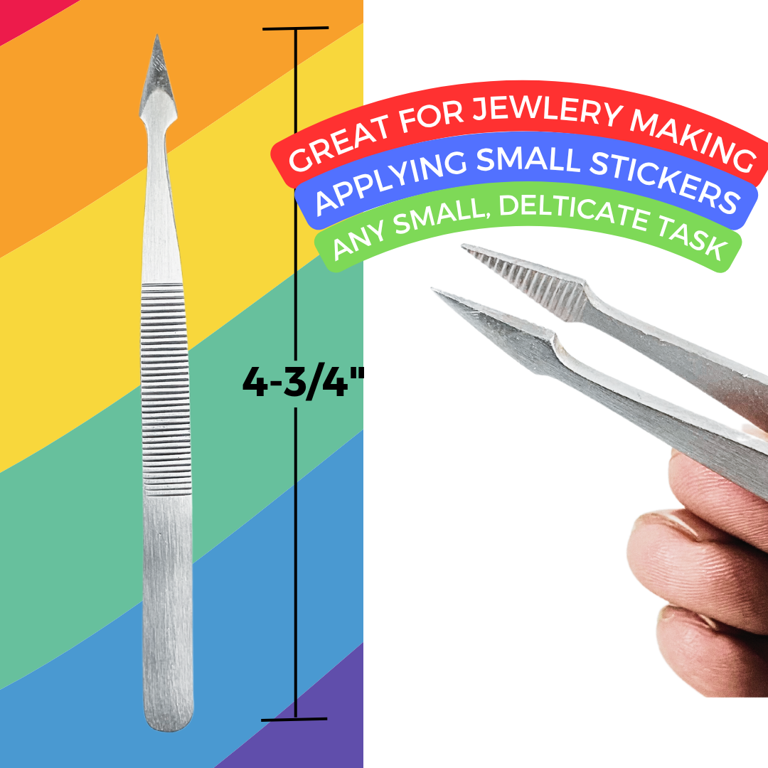 5-Inch Arrowhead Tip Stainless Steel Tweezers, Fine Point Serrated Jaws, Textured Non-Slip Grip for Crafts, Electronics, Jewelry and Small Parts – S8597