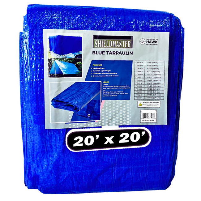 20x20 Foot Multipurpose Waterproof Blue Tarp, 70 GSM  - TB-02020