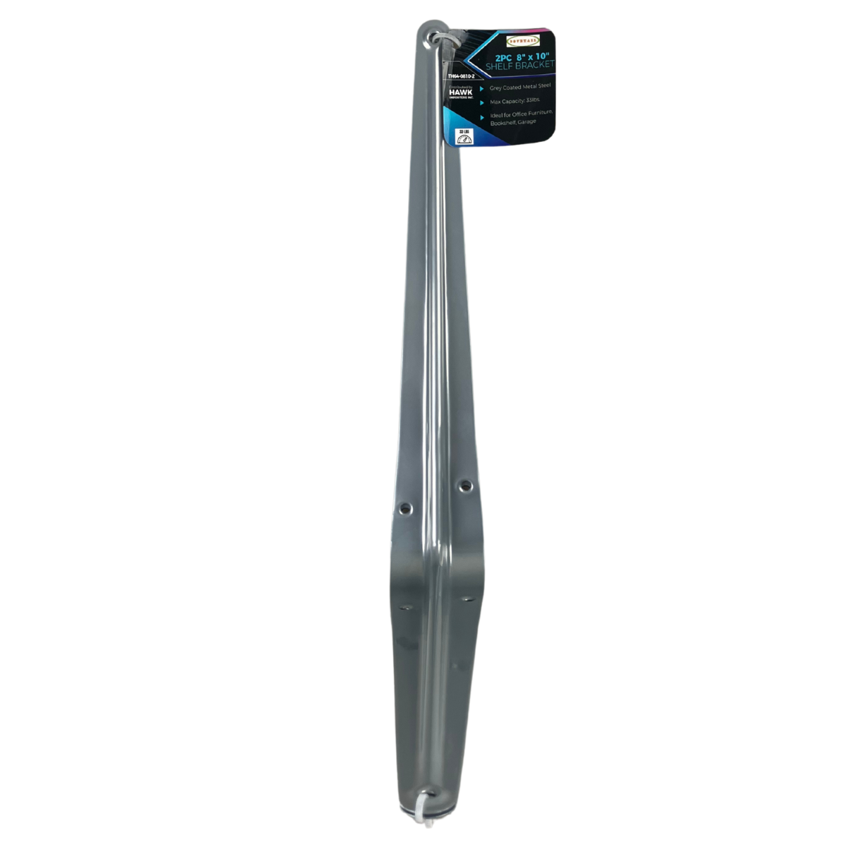 Steel Shelf Brackets (2-Pack) – 8” x 10” – Gray Coated, 33 lbs Max Load