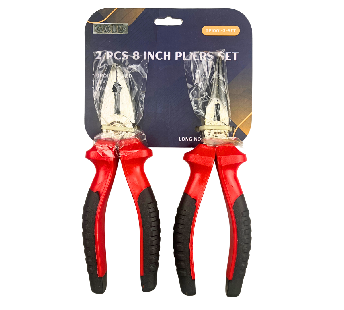 2 Pcs. 8 Inch Pliers Set - Lineman & Long Nose