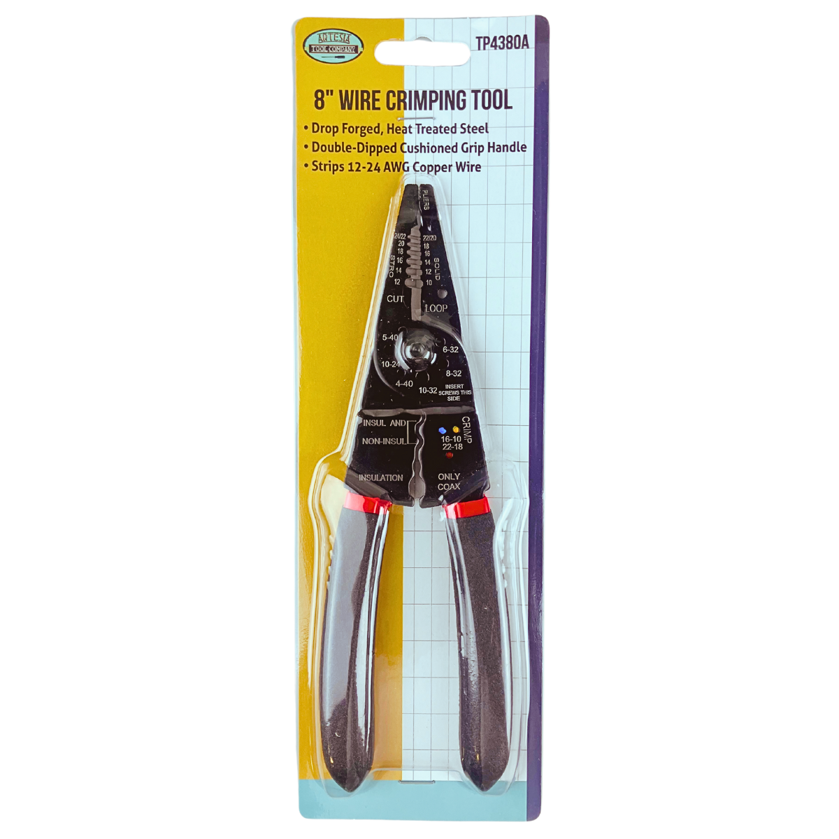 8" Wire Crimping and Cutting Tool With Size Gauge & Spring Action - TP-28481