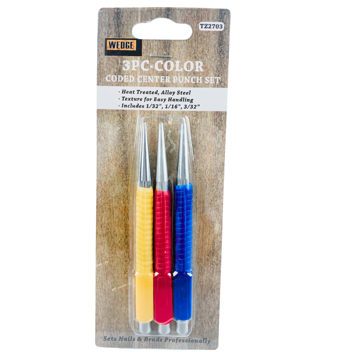 3 Pc. Nail & Brad Punch Set - Color Coded (Pack of: 2) - TZ-02703-Z02