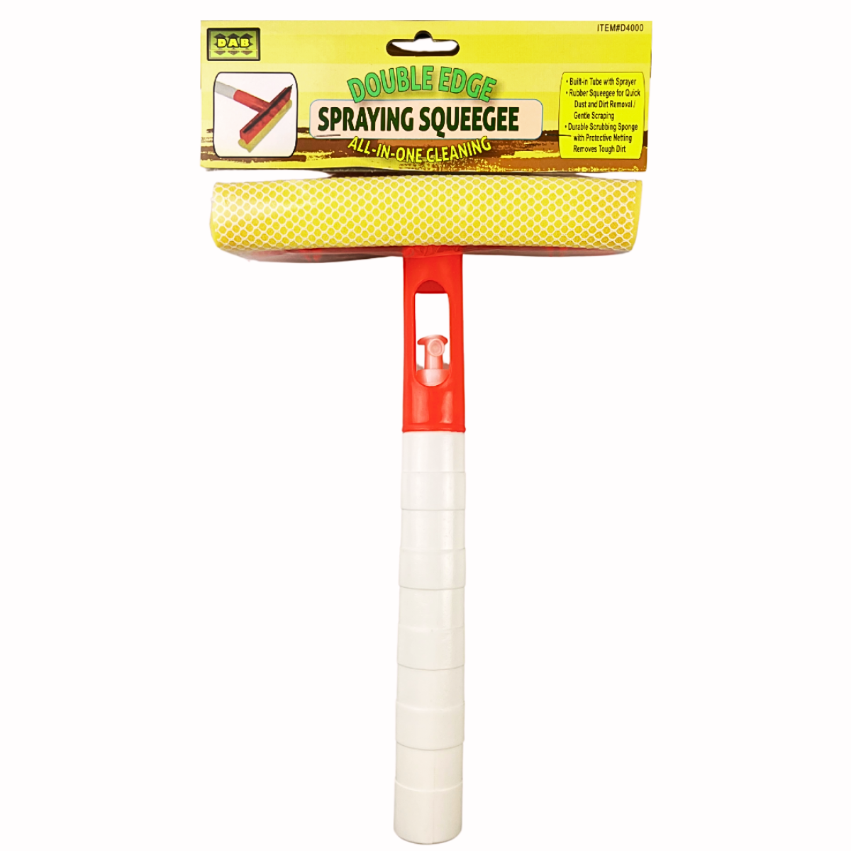 3-in-1 Rubber Squeegee with Sponge Head - Spray Bottle For Window Cleaning - H-74000