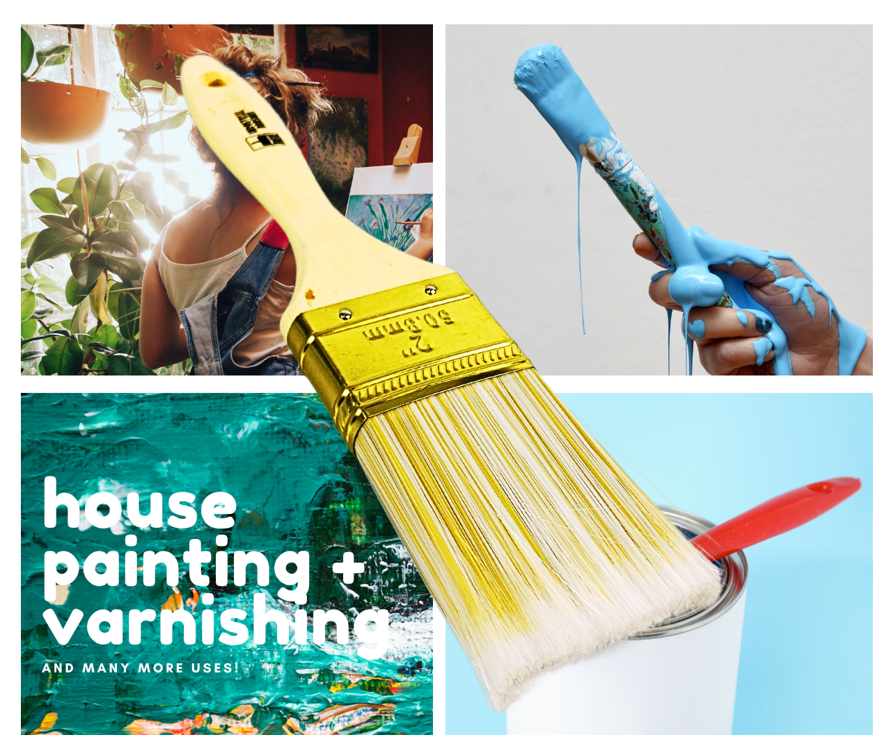 2" Wide Bristle Brush - For House Painting, Varnish or Lacquer (Pack of: 2) - TZ63-28436-Z02