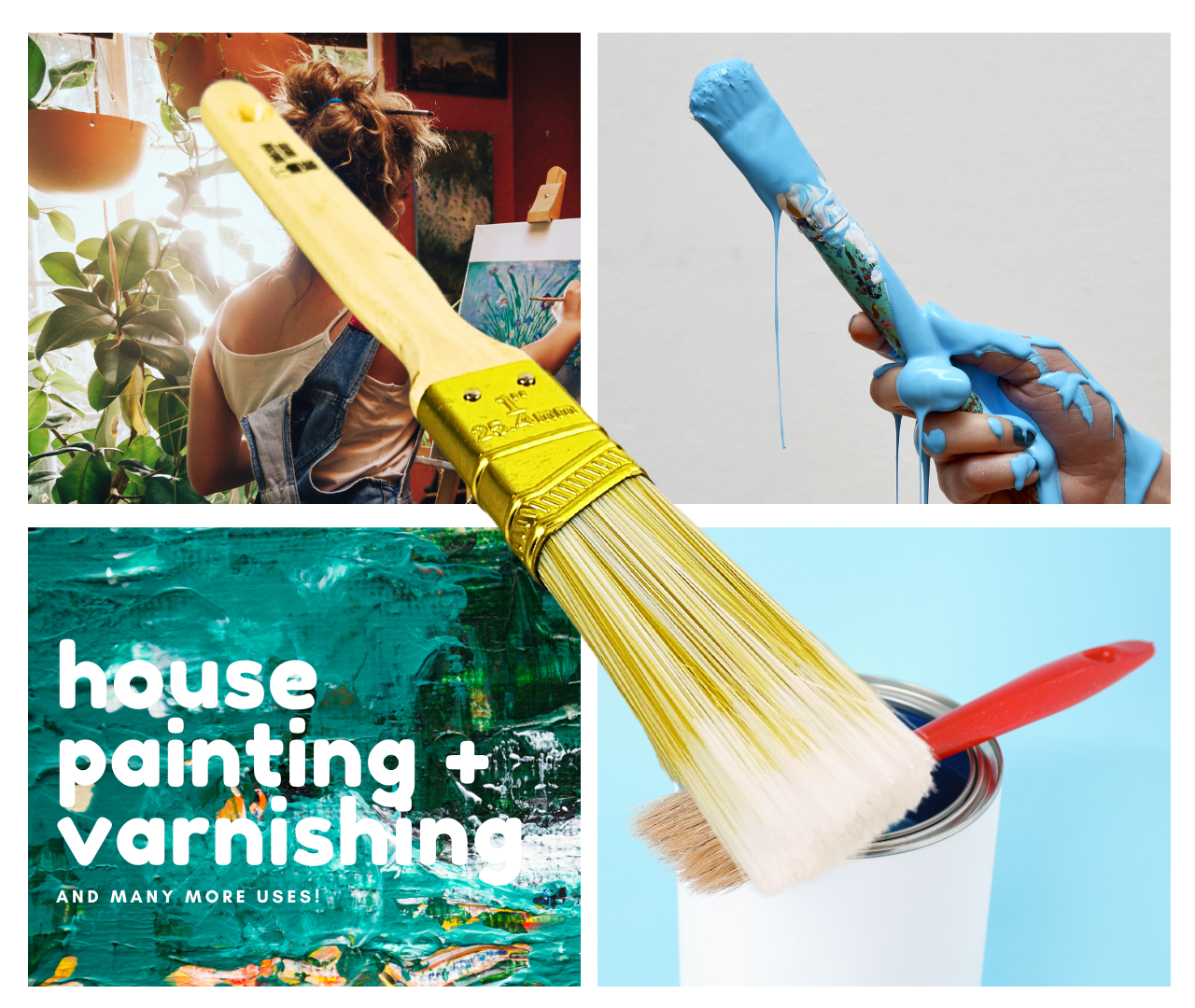 1" Wide Bristle Brush for House Painting, Varnish or Lacquer (Pack of: 2) - TZ63-28440-Z02