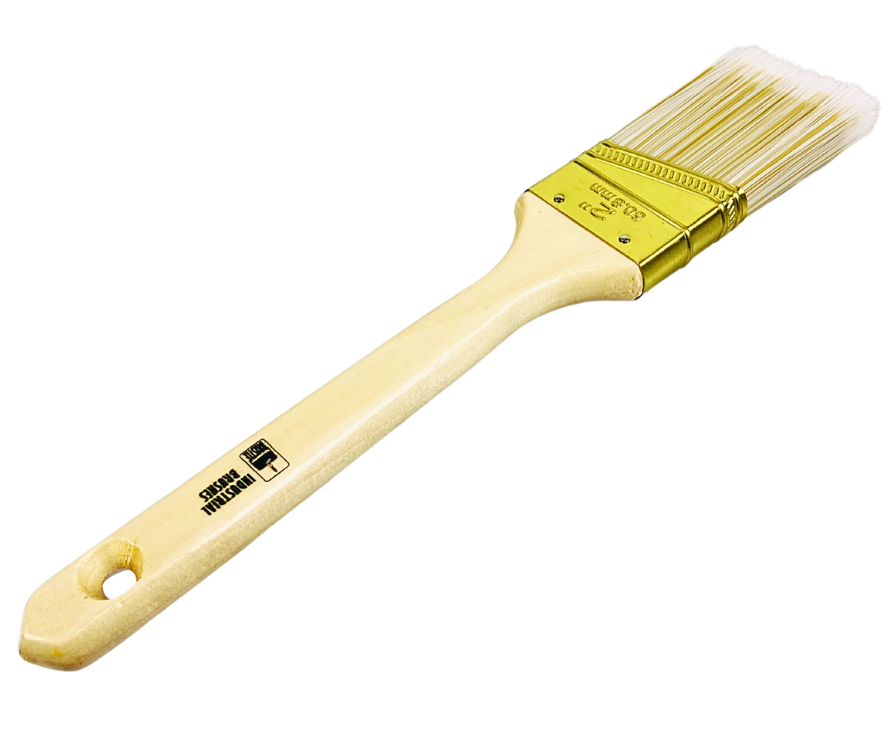 Bristle (2 Pack) 2" Bristle Paint Brush Ideal for House Painting, Varnish, or Lacquer | Feathered Polyester Bristles | Solid Long Wood Handle