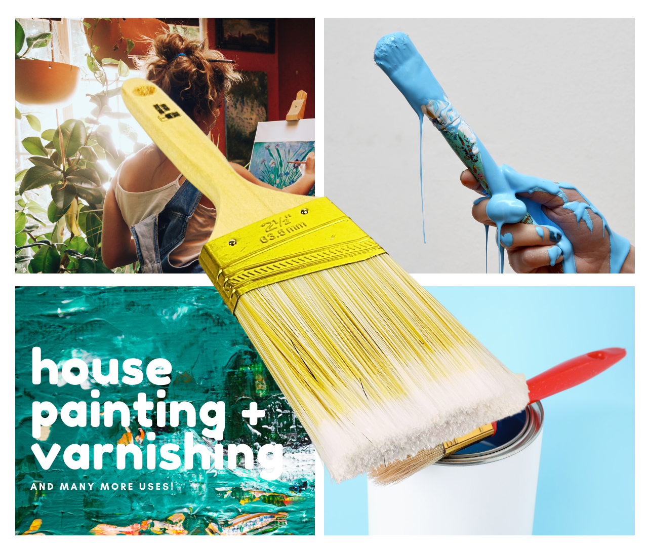 2.5" Wide Bristle Brush, for House Painting, Varnish or Lacquer (Pack of: 2) - TZ636-250-Z02